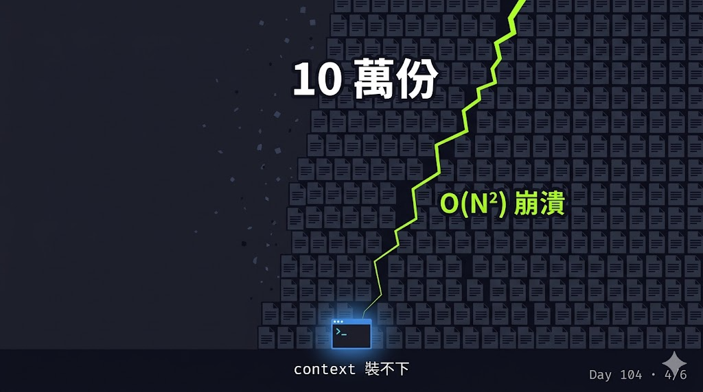 Day 104 RAG 沒死,它只是跟 LLM Wiki 不在同一個戰場 — 投影片 4