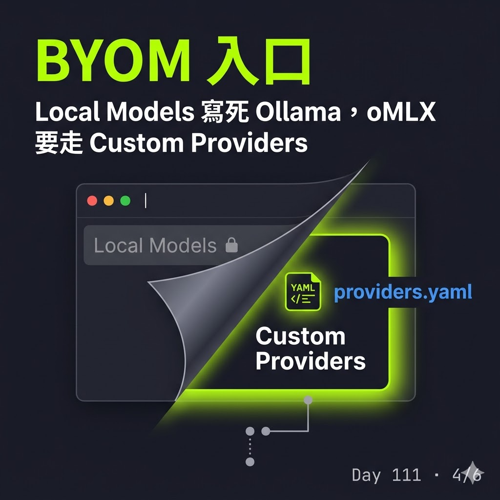 Day 111 oMLX 是什麼?Mac 跑 local LLM 為什麼該認識這條路 — 投影片 4
