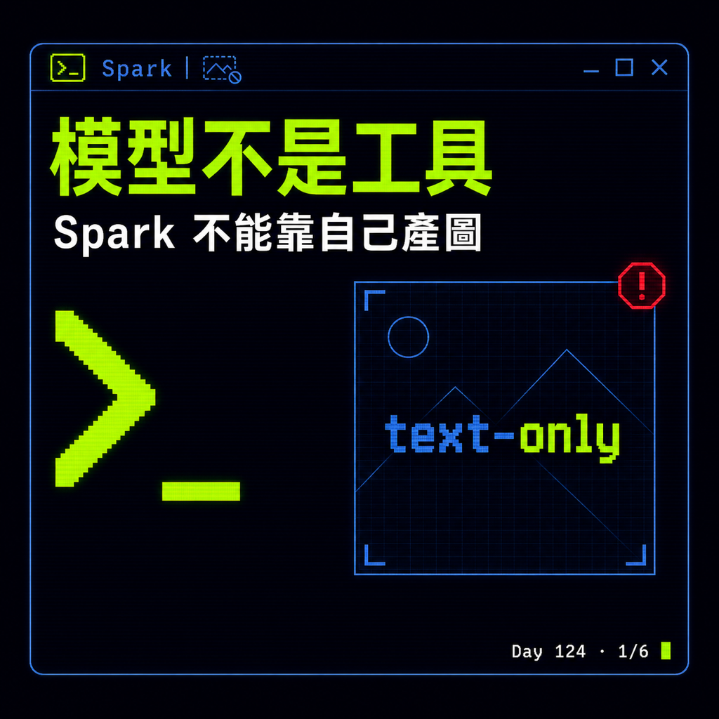 Day 124 模型不是工具:為什麼 Spark 不能靠自己產圖 — 投影片 1