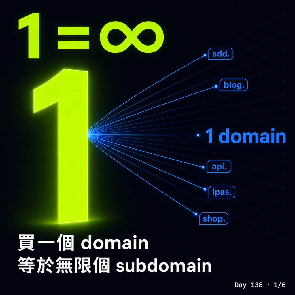 Day 138 買一個 domain 等於擁有無限個 subdomain — 投影片 1