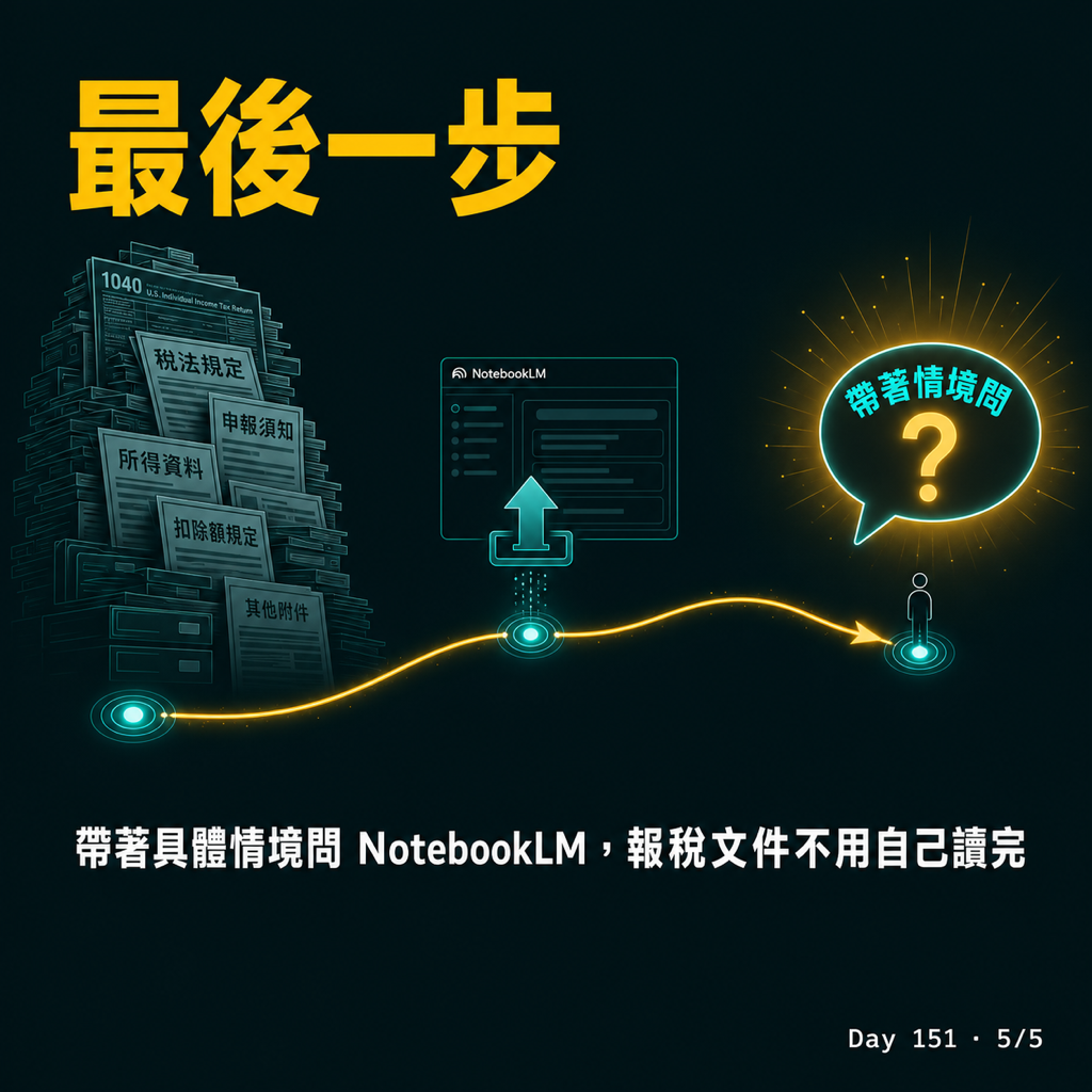 Day 151 報稅不用自己讀完,丟給 NotebookLM 就好 — 投影片 5
