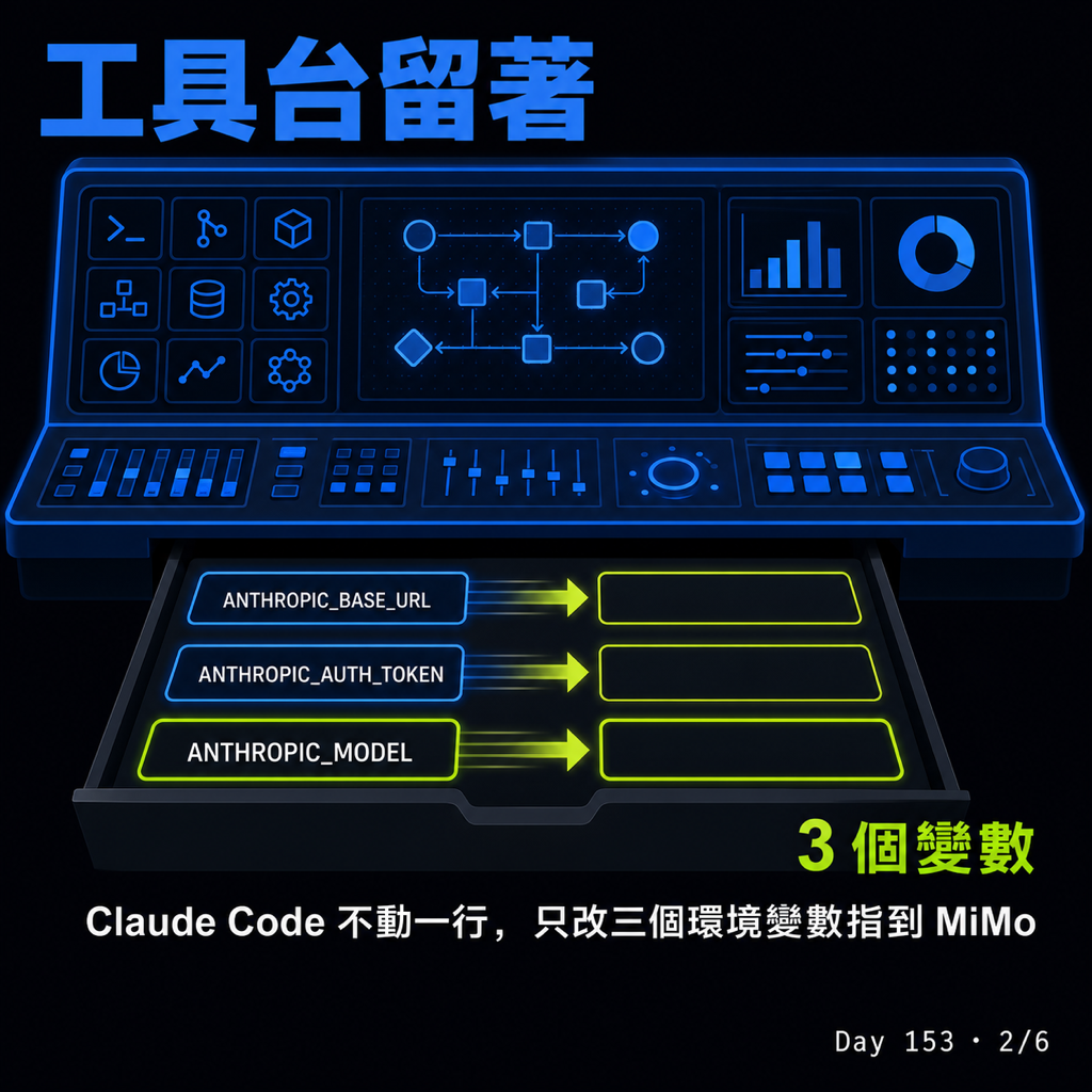 Day 153 Claude 額度用完,換 MiMo 接著跑 — 投影片 2