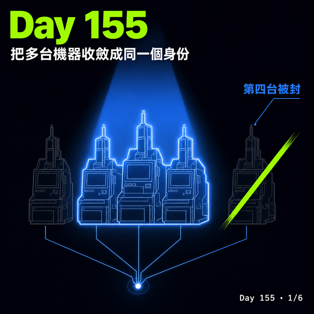 Day 155 把多台機器收斂成同一個身份 — 投影片 1