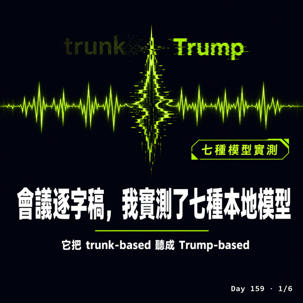 Day 159 會議逐字稿,我實測了七種本地模型 — 投影片 1