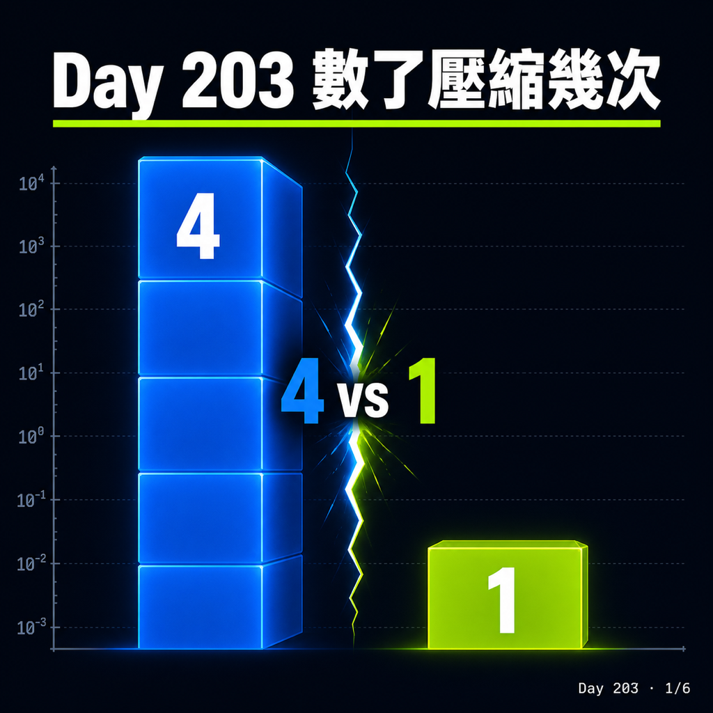 Day 203 數了 Codex 和 Claude 壓縮幾次 — 投影片 1