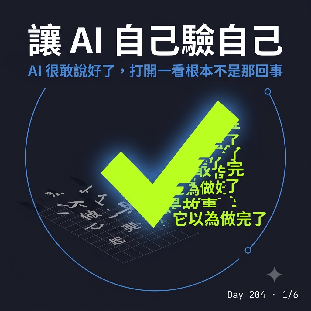 Day 204 讓 AI 自己驗自己 — 投影片 1