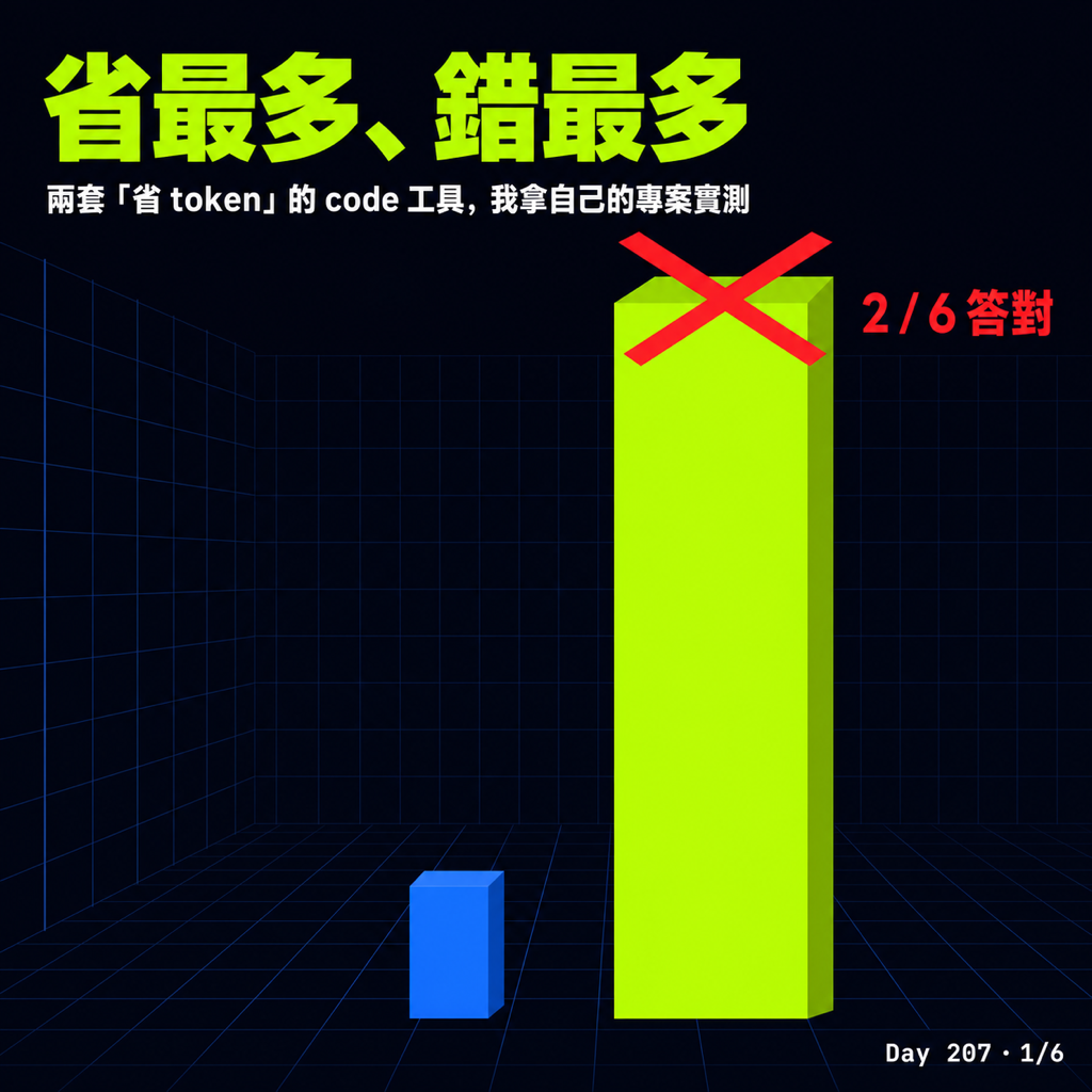 Day 207 兩套「省 token」的 code 工具,我拿自己的專案實測 — 投影片 1