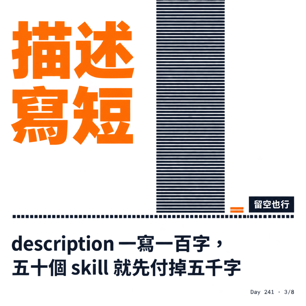Day 241 skill 不是裝越多越好 — 投影片 3