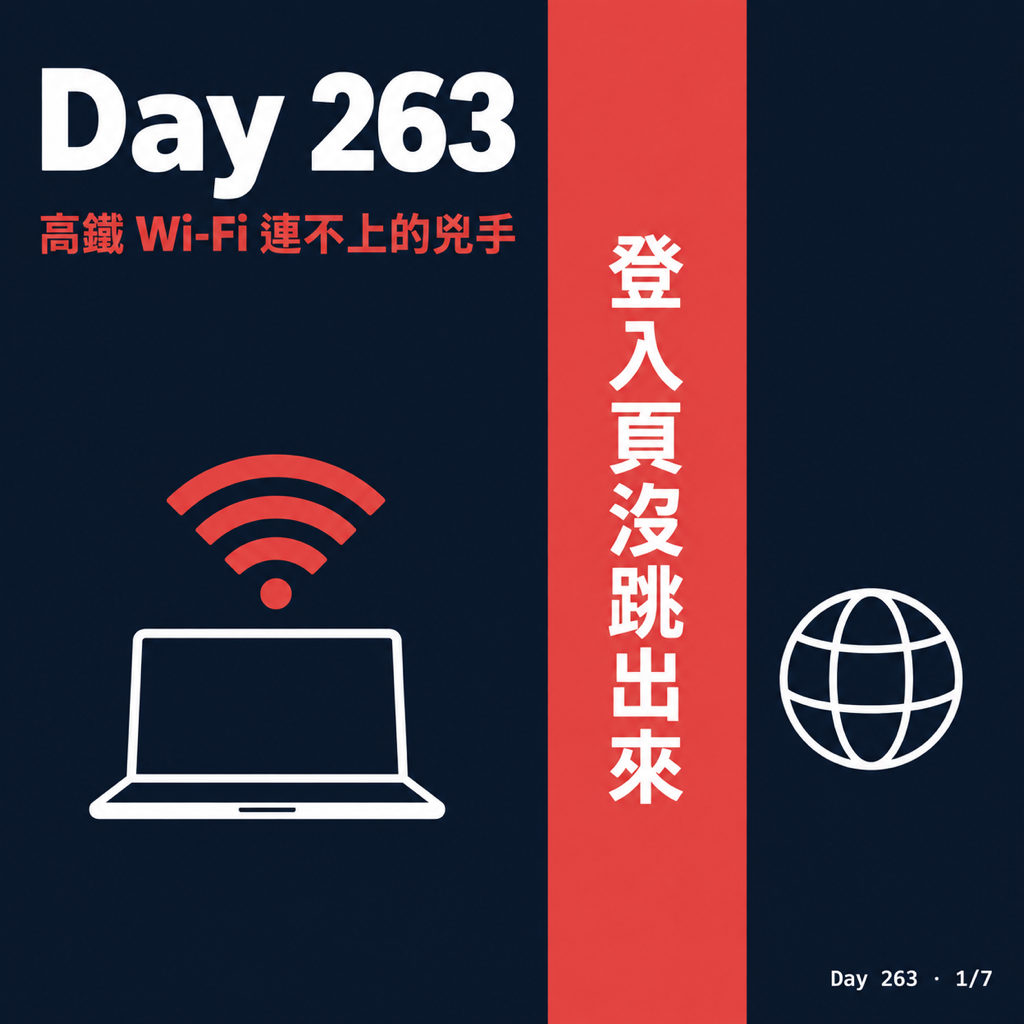 Day 263 高鐵 Wi-Fi 連不上的兇手 — 投影片 1