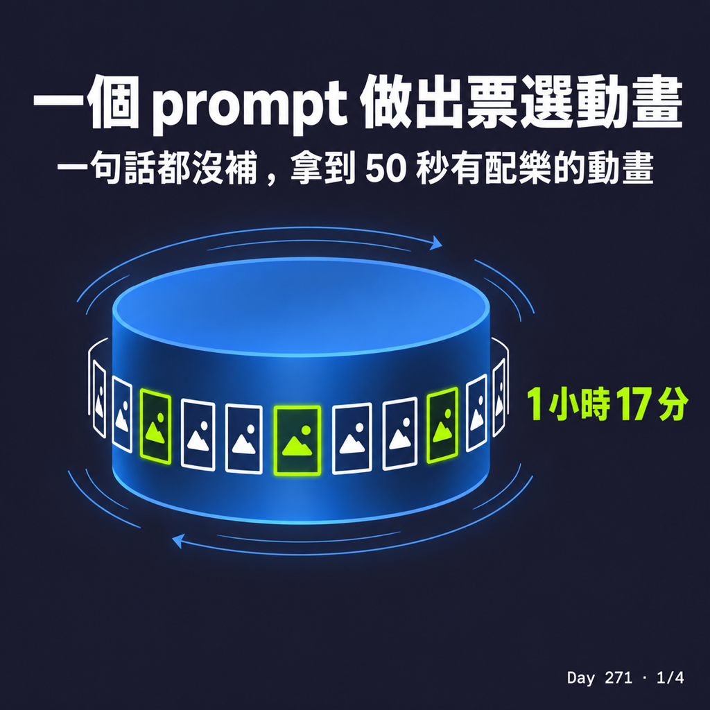 Day 271 一個 prompt 做出形象照票選動畫 — 投影片 1