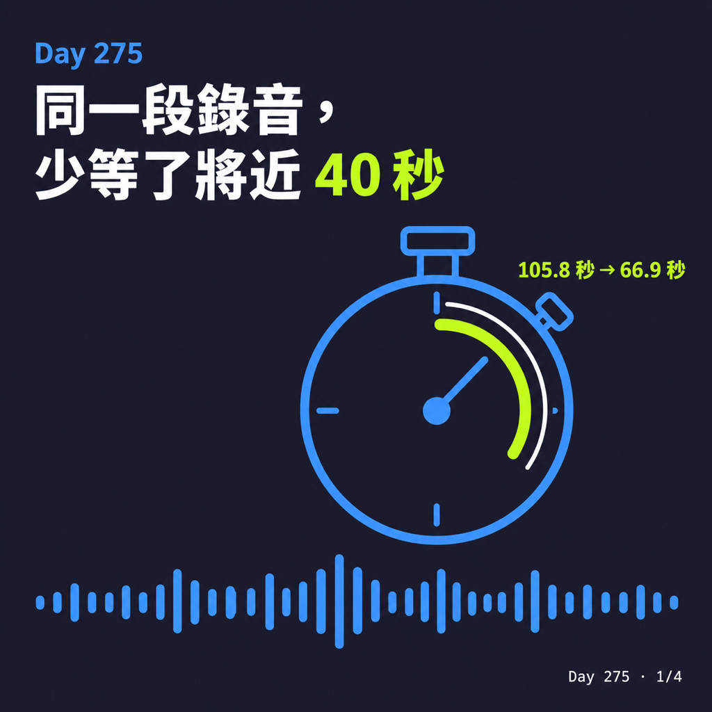 Day 275 同一段錄音,少等了將近 40 秒 — 投影片 1