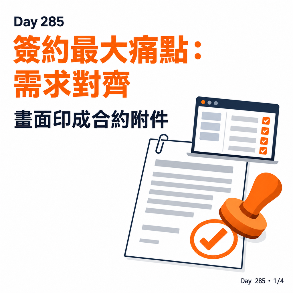 Day 285 簽約時最大的痛點:需求對齊 — 投影片 2